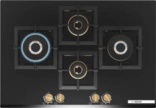 BOSCH Built in Series 6 Gas hob 75 cm Tempered glass, Brass Burner PNI7B6G20I Glass Automatic Hob