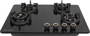 FABER EXPERIA HT704 AI |Brass Burners|Cast Iron Pan Support|Glass Finish|Metal Knobs| Glass Automatic Hob