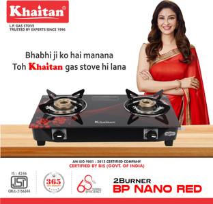Khaitan 2B BP-Nano Red Digital Glass Manual Gas Stove