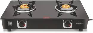 Vidiem EDGE SHINE GLASS TOP 2 BURNER GAS STOVE Glass Manual Gas Stove