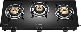 Hindware Brio Plus 3B Glass, Stainless Steel Manual Gas Stove