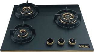 Hindware IVANA 3B 60 | Brass Burners | Auto Ignition | Flame Failure Device | Built in Glass Automatic Hob
