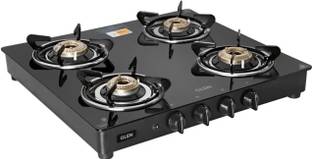 Glen PNG Gas Stove 4 Burner with Brass Burner, Black (1043GTBBBLPNAI) Glass Automatic Gas Stove