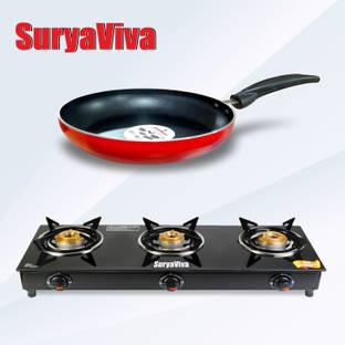 SURYAVIVA Photon 3B Combo Fry Pan Glass Manual Gas Stove