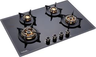Hindware ADONIA 4B 80 | Brass Burners | Flame Failure Device | Auto Ignition | Built in Glass Automatic Hob