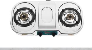 Golden Surya ISI Certified, 2 Burner Gas Stove | 1 Year Warranty | Brass Burners | LPG Use" Stainless Steel Manual Gas Stove