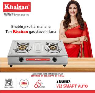 Khaitan Automatic 2 Burner VS2 Smart LPG Stainless Steel Automatic Gas Stove