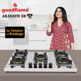 goodflame Aravath 5B Stainless steel stove 5 Dual Tone Imported(Silver,stainless steel) Stainless Steel Manual Hob