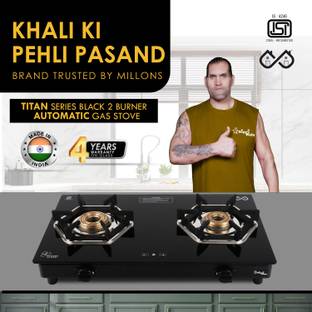 Sigri-wala Titan Series HexFire Black Auto 2 Burner Gas Stove Glass Automatic Gas Stove