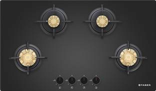 FABER 4 Burner 90cm Hob |Auto-Ignition| HOB PRIME HT904 CRS BR CI AI Glass Automatic Hob