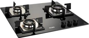 Glen 3 Burner Built in Glass Hob with Double Ring Forged Brass Burner Glass Automatic Hob