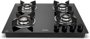 Glen Glass Built in Hob Auto Ignition Double Ring Forged Brass Burners 8mm Toughened Glass Automatic Hob