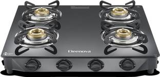 Eleenova Reflex Heavy Brass Burner with Toughened Glass Glass, Stainless Steel Manual Gas Stove