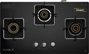 BLOWHOT Quartz Hybrid Design 3 High Performance Burner Toughened Glass Automatic Gas Stove