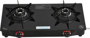 CELLO Hexa Manual Ignition Black Aluminium Alloy Burner Toughened Glass Iron Manual Gas Stove