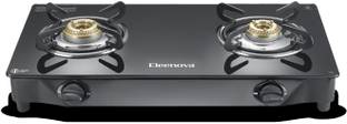 Eleenova Reflex Heavy Brass Burner with Toughened Glass, Stainless Steel, Aluminium Manual Gas Stove
