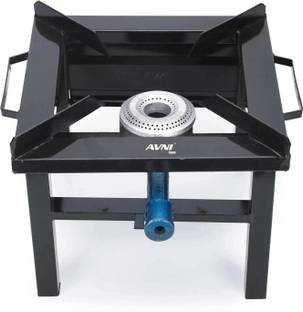 Avni M.S Square Single Burner Gas Stove Powder Coated Bhatti (Chula) (Medium) Iron Manual Gas Stove