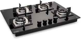Glen 4 Burner Glass Hob Top with Italian Double Ring Burner Hob Gas Stove Glass Automatic Hob