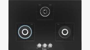 BOSCH Built in Series 6 Gas hob 75 cm Tempered glass, Black PND7B6B10I Glass Automatic Hob