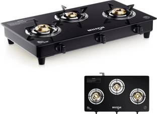 MILTON Premium Pro 3 Burner Auto Ignition Gas Stove | 6mm Glass Top | 360° Nozzle Glass Automatic Gas Stove
