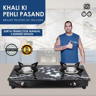 Sigri-wala Primecook Manual Cute Design Toughened Glass Gas Stove Stainless Steel Manual Gas Stove