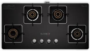 BLOWHOT Quartz Hybrid Design 4 High Performance Burner Toughened Glass, Aluminium Automatic Gas Stove