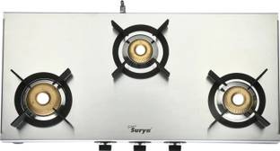 Golden Surya Premium Stainless Steel Body, 3 Burner Gas Stove, Manual Ignition Stainless Steel Manual Gas Stove