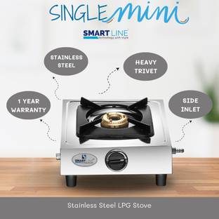 SMART LINE Stainless Steel Single Burner Mini LPG Gas Stove – Compact & Energy-Efficient Stainless Steel Manual Gas Stove