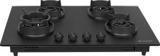 FABER Hob Della HD784 CI AI |Auto-Ignition|Brass Burner| Cast Iron Pan Support Glass Automatic Hob