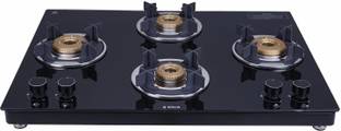 Elica Slimmest 694 CT VETRO 2J (TKN CROWN DT AI) with Drip Tray & Forged Brass Burner Glass Automatic Gas Stove