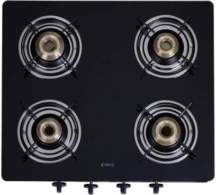 Elica 594 Ct Vetro Black Glass Manual Gas Stove
