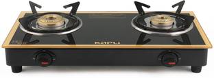 KAPLI Toughened Glass Gas Stove Cooktop Manual| High Efficiency Cast Iron For LPG Glass Manual Gas Stove