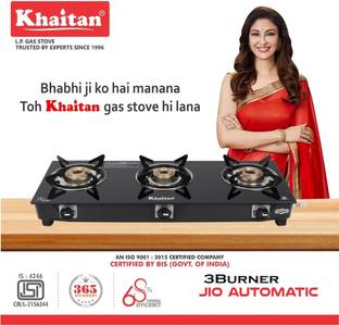 खेतान 3B JIO Black Auto Ignition ऑटोमैटिक गैस चूल्हा