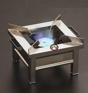 RBS Stainless Steel Single Burner Square Chulha Canteen Bhatti Commercial Gas Stove Stainless Steel Manual Gas Stove