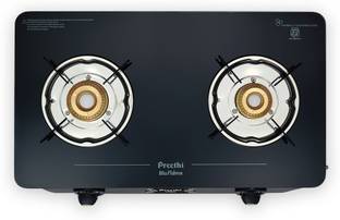 Preethi Preethi Alya 2 Burner Glass Top GasStove 5 Year Warranty Lifelong Free Service Glass Manual Gas Stove