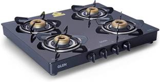 Glen Burners 1041 GT Forged Brass Burner Black Glass Manual Gas Stove