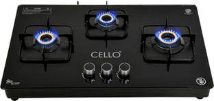 CELLO Crysta Manual Ignition Hob Top 8 MM Glass Manual Gas Stove