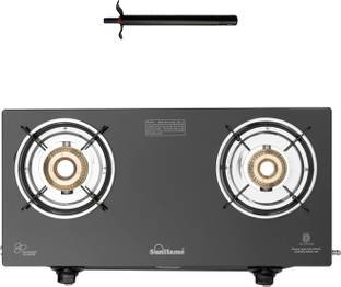 Sunflame Maleo 2 Burner with Lighter Glass Manual Gas Stove