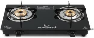 Blue eagle 2 Burner Manual Compact with Toughened Glass Gas Stove High Efficiency Glass Manual Gas Stove