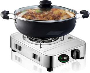 APPGEN LONG BODY ISI MARK 2000Watts Electric Coil Hot Plate Induction Cooktop/ Stove Stainless Steel Manual Butane Gas Stove