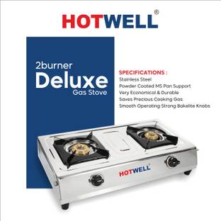 Hotwell 2 Burner Deluxe Stainless steel Manual Gas Stove(2 Burners) Stainless Steel Manual Gas Stove