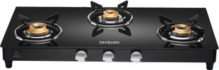 Hindware Smart Appliances ARMO Plus GL 3B BLK Glass Manual Gas Stove