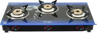 MILTON Premium Ignition LPG Stove - (ISI Certified, Door Step Service) Blue Glass Manual Gas Stove