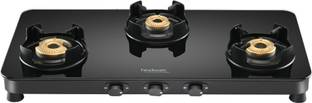 Hindware Alverio 3B | Full Black Glass | Cooktop Glass, Stainless Steel Manual Hob