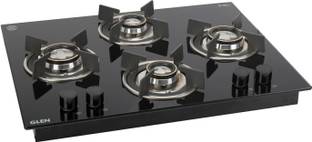 Glen Built In Glass Hob|Toughened Glass|Brass Burners|Flexible As Hob-Top & Built-In Glass Automatic Hob