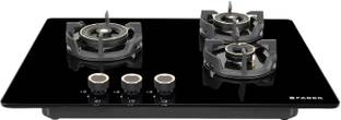FABER HOB EXPERIA HT703 ALU AI |3 Brass Burners|Auto Electric||Cast Iron Pan Support Glass Automatic Hob