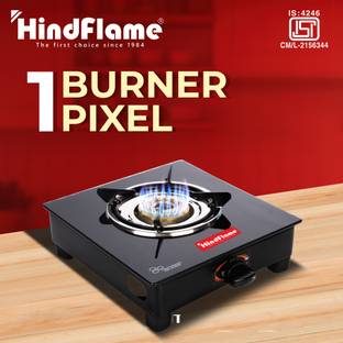 Hindflame 1 Burner Pixel Black Toughened Glass Manual Gas Stove