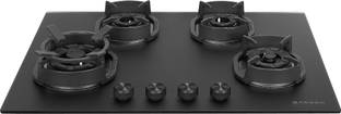 FABER Hob Della HD724 CI AI| Auto-Ignition|Brass Burner| Cast Iron Pan Support Glass Automatic Hob