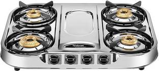 Hindware Festo 4 burner Stainless Steel big size Wide Stainless Steel Manual Gas Stove