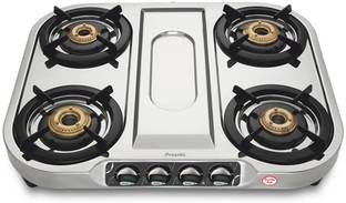 Preethi Shine (ISI Approved) 4 Burner Stainless Steel Manual Gas Stove